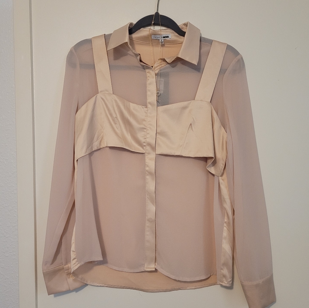 NEW Fashion Nova Just US Two Button Up Shirt